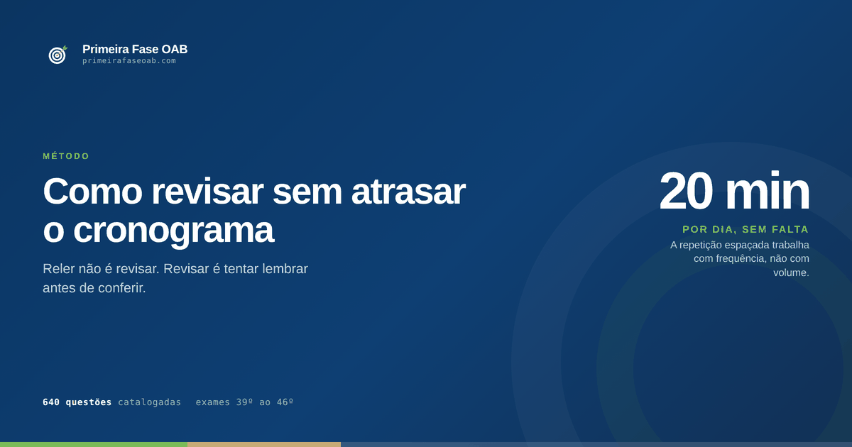Estudante revisando conteúdo da OAB em sessões curtas