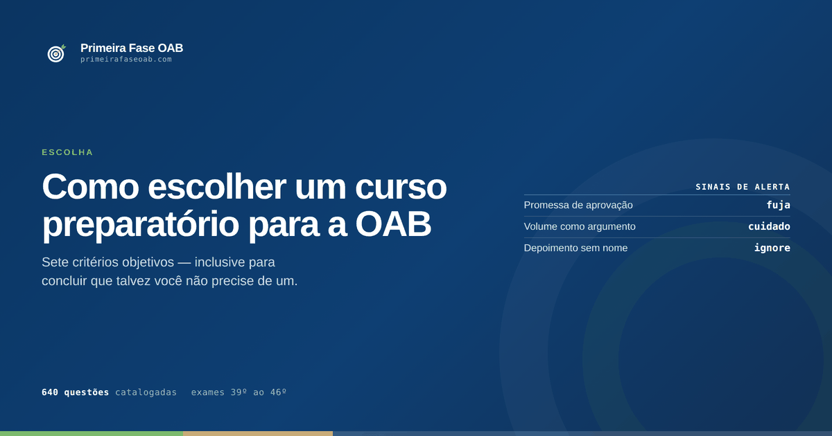 Candidato comparando opções de curso preparatório para a OAB